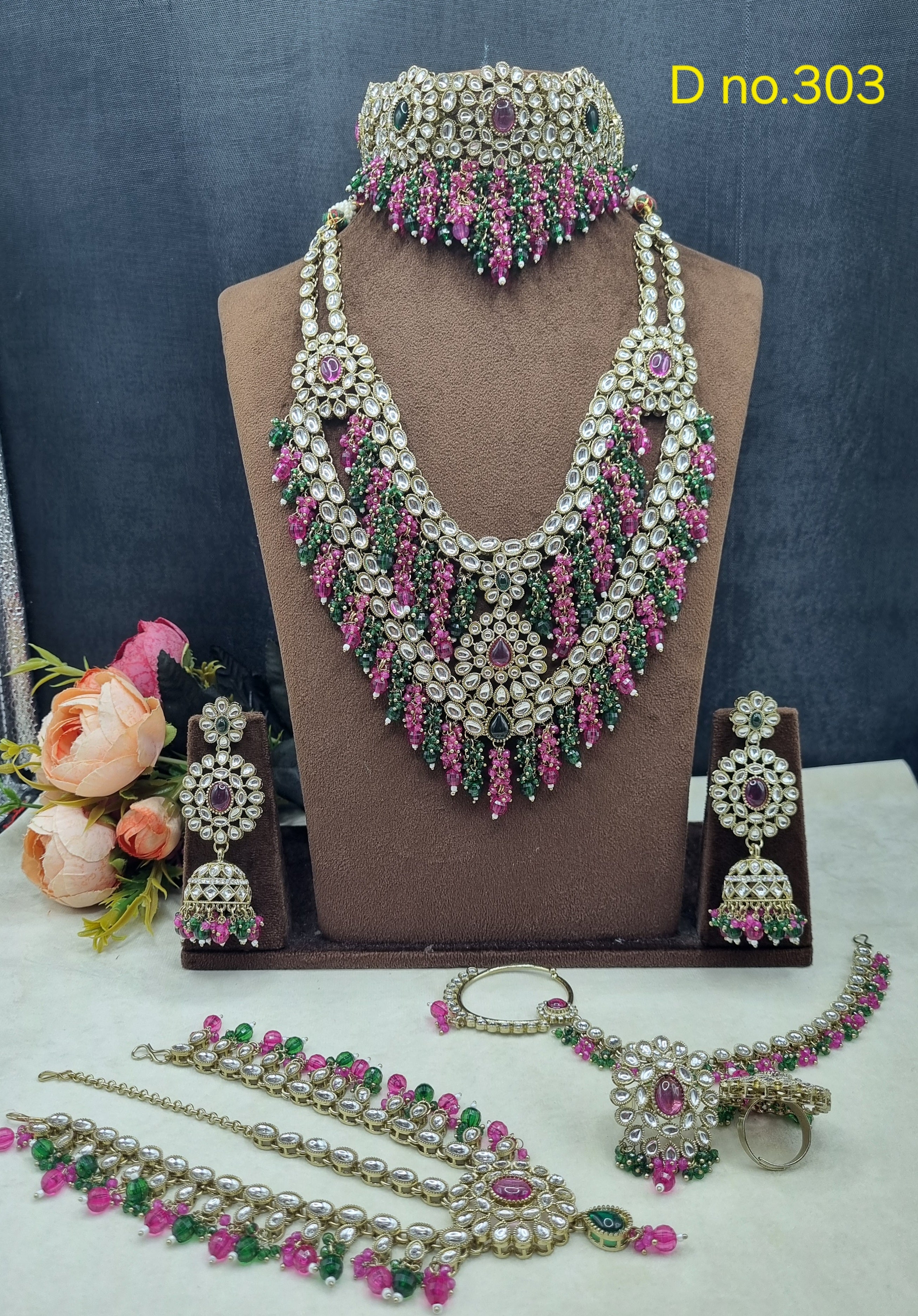 Royal Bridal Stone & Bead Work Complete Jewelry Set